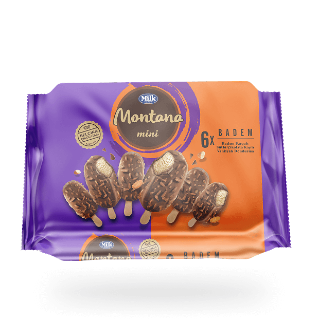 VANILLA ICE CREAM COATED WITH MILK CHOCOLATE WITH ALMOND PIECES 6 PCS