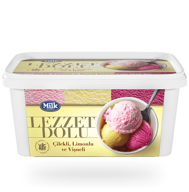 LEZZETDOLU VEGETABLE FAT ICE CREAM WITH STRAWBERRY – LEMON – SOUR CHERRY