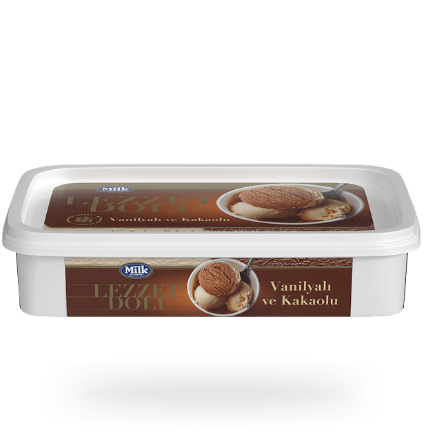 LEZZETDOLU VANİLYALI VE KAKAOLU BİTKİSEL YAĞLI SÜTLÜ BUZ