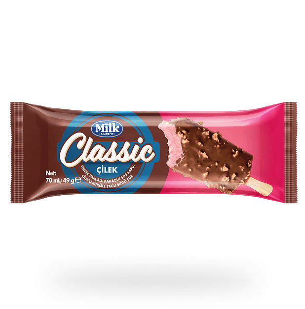 CLASSIC FINDIK PARÇALI, KAKAOLU SOS KAPLI, ÇİLEKLİ BİTKİSEL YAĞLI SÜTLÜ BUZ